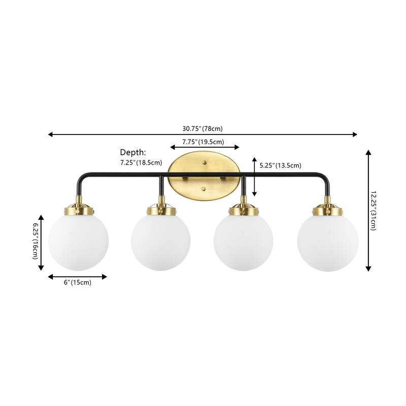 Bevin Contemporary Transitional Iron/Glass LED Vanity Light, by JONATHAN Y