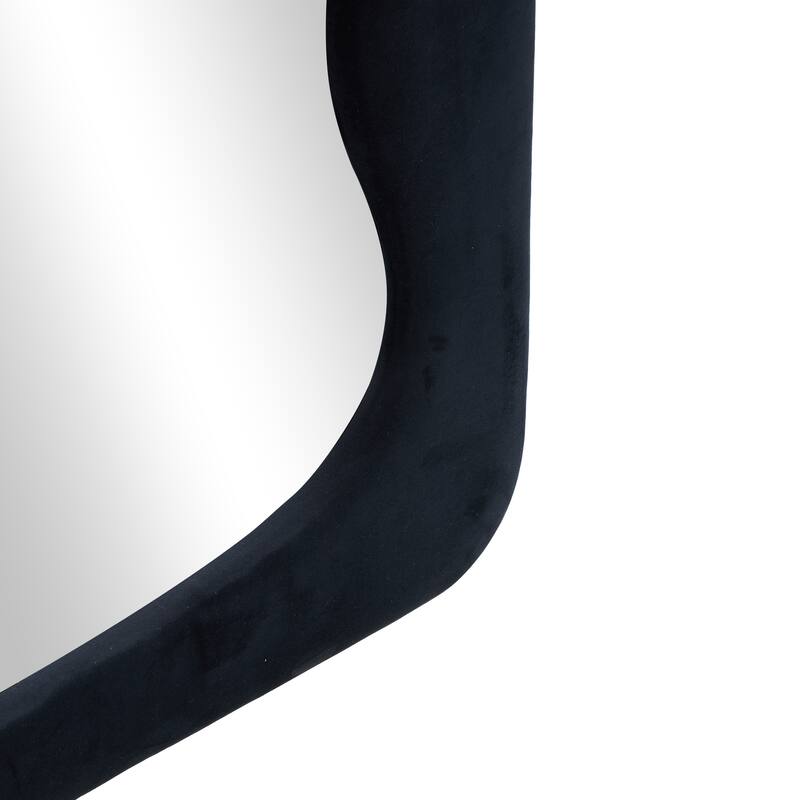 Black or White Velvet Wavy Room Floor Mirror