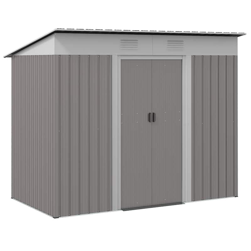Outsunny 6' x 3.6' Steel Frame Backyard Garden Tool Storage Shed with 2 Air Vents and Dual Locking Doors