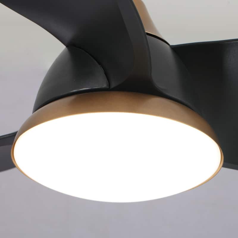 28" Black Modern Dimmable LED Ceiling Fan with Light and Remote