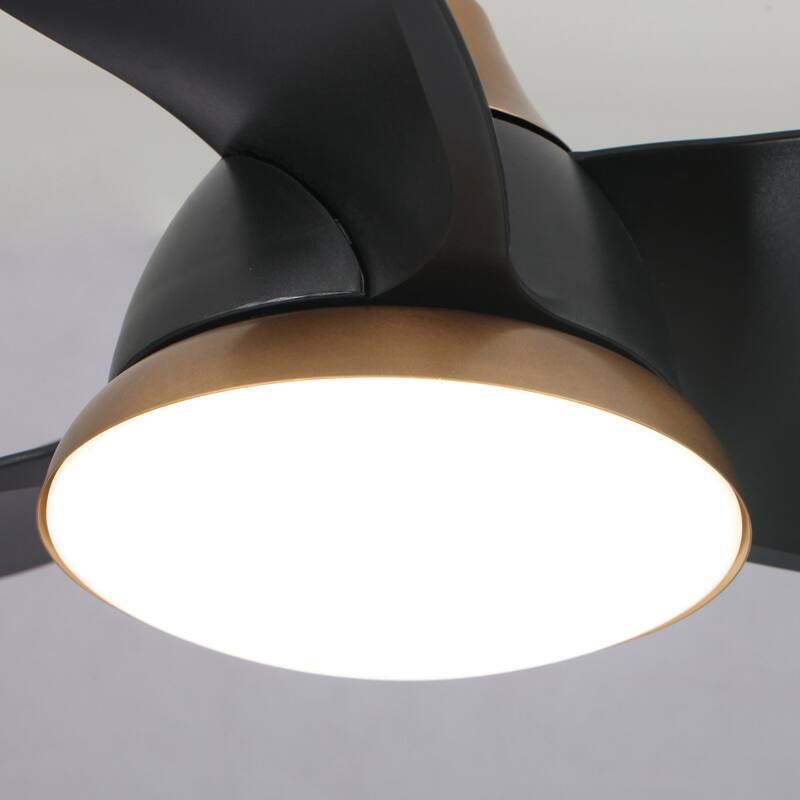 28" Black Modern Dimmable LED Ceiling Fan with Light and Remote