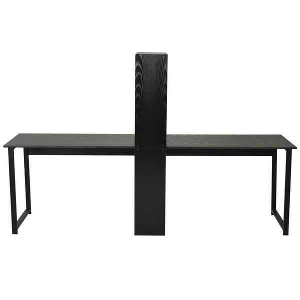 Shop Homcom 88 Extra Long 2 Person Computer Desk W Bookshelf Combo Double Workstation Storage Unit Home Office Overstock 31690843