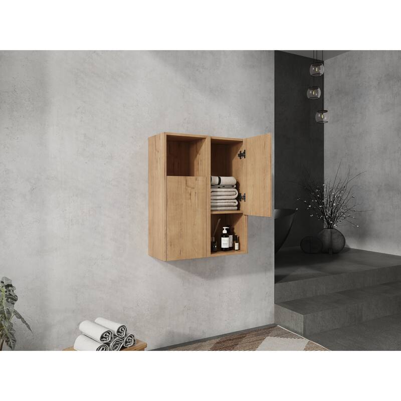 24" Bathroom Side Cabinet, Soft Close Doors, Float Mounting Design, Imitative Oak