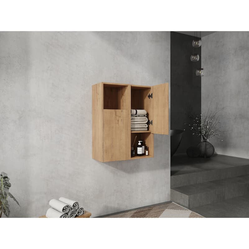 Modern Bathroom Side Cabinet with Soft-Close Door Hinges & Reversible Door, Floating Wall-Mounted Storage Cabinet