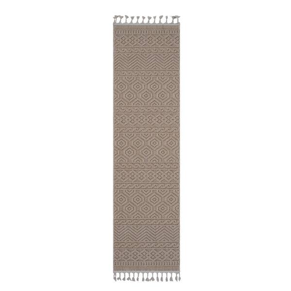 slide 2 of 8, LOOM & LUXE Collection 2X8 Mocha/Geometric Area Rug - 96" D x 26" W x 0.28" H