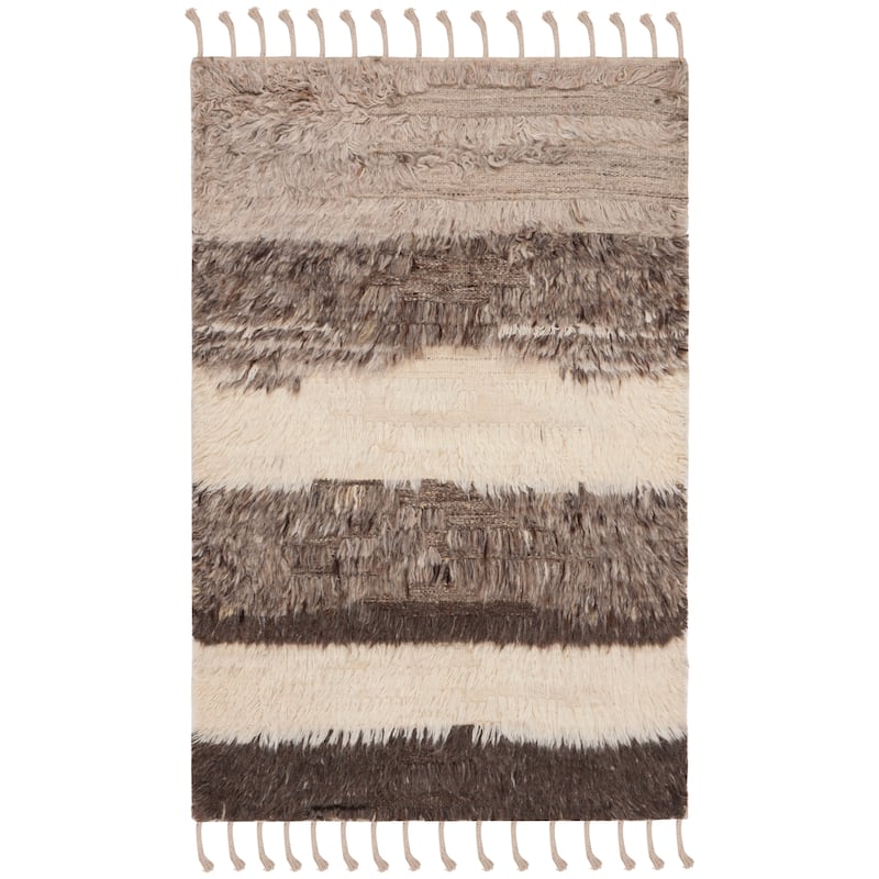 SAFAVIEH, Hand-knotted Kenya Kaushal Southwestern Tribal Wool Rug - 3' x 5' - Ivory/Grey