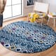 SAFAVIEH Amsterdam Bridget Moroccan Boho Rug - 3' x 3' Round - Navy/Turquoise