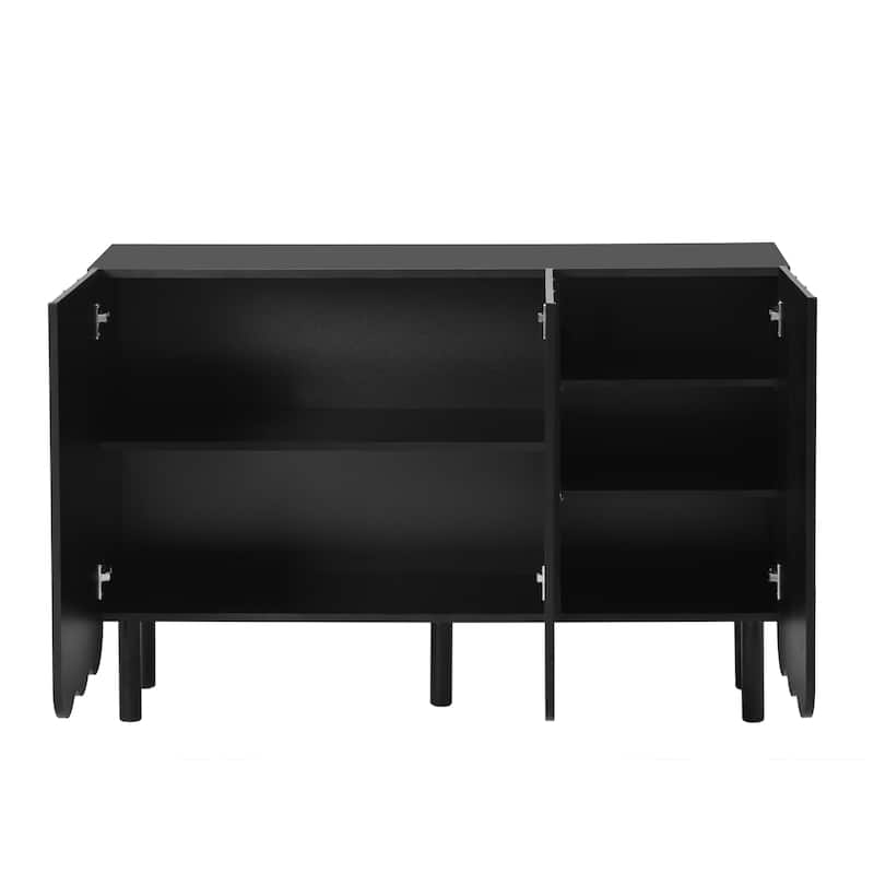 Roomfitters Minimalist Shoe Cabinet with Wave Doors, Sideboard Buffet Cabinet with Adjustable Shelves, Large Storage Cabinet