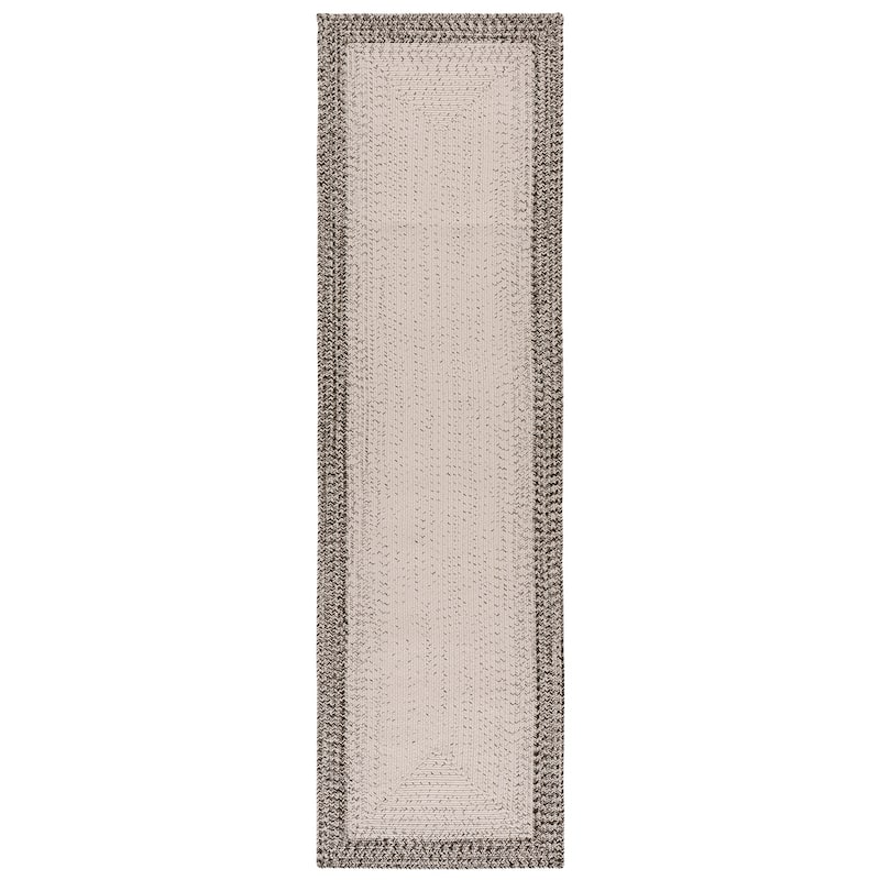 SAFAVIEH Handmade Braided Eiry Washable Indoor/Outdoor Rug - Weather Resistant & Easy Cleaning - 2'3" x 8' Runner - Ivory/Grey