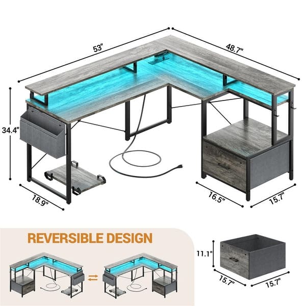 L Shaped Desk with File Drawe - Bed Bath & Beyond - 42698409