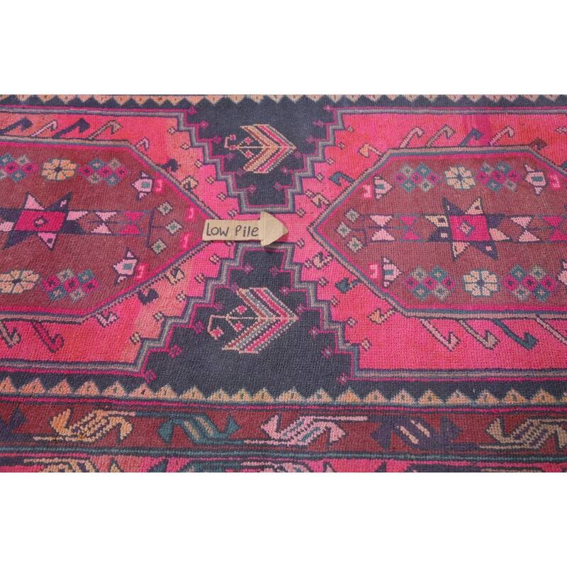 Hand Knotted Oriental 100% Wool Carpet Traditional Tribal Navy Blue & Blues Ardebil Runner Rug - 11' 10'' X 4' 1''