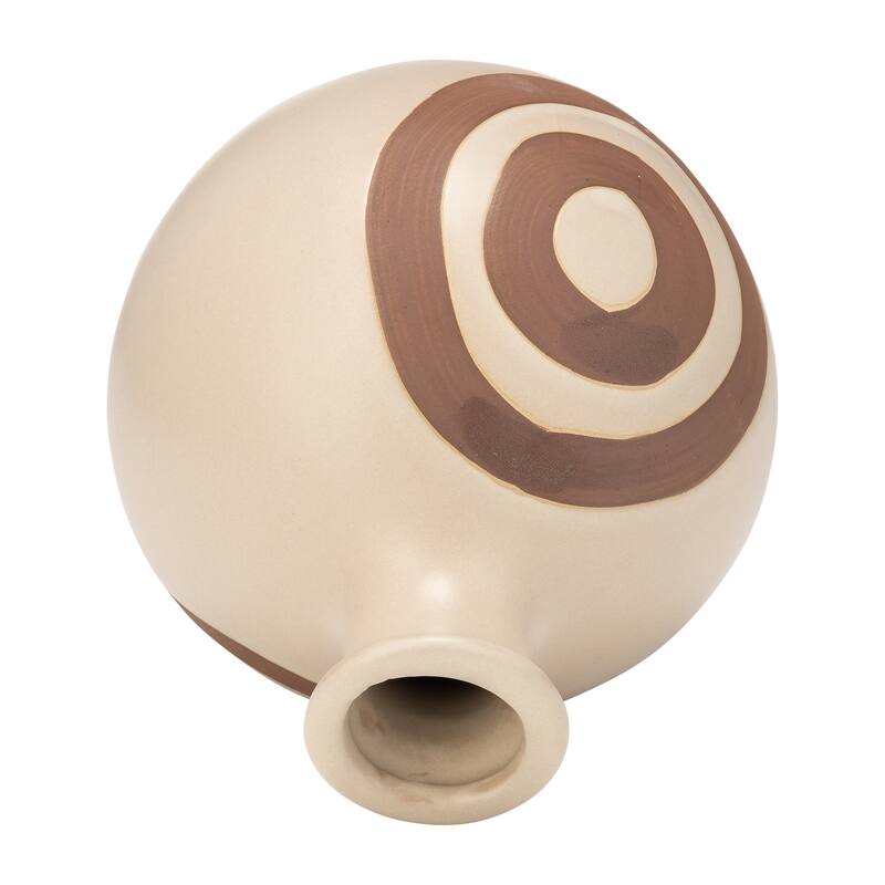 Ceramic Abstract Two-Toned Modern Vase - Ivory, 6"
