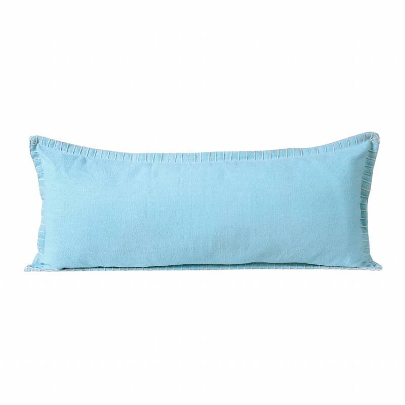 HomeRoots 14" X 36" Bright Blue 100% Cotton Zippered Pillow