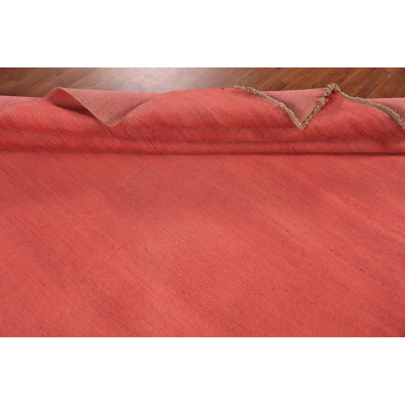 Pink Salmon Modern Gabbeh Oriental Area Rug Handmade Wool Carpet - 8'1" x 11'4"