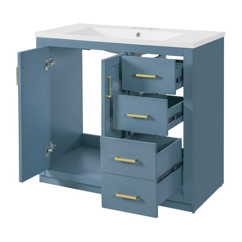 GDFStudio - Rines Modern Freestanding Bathroom Vanity with 3 Drawers & Soft Closing Doors - 36"W