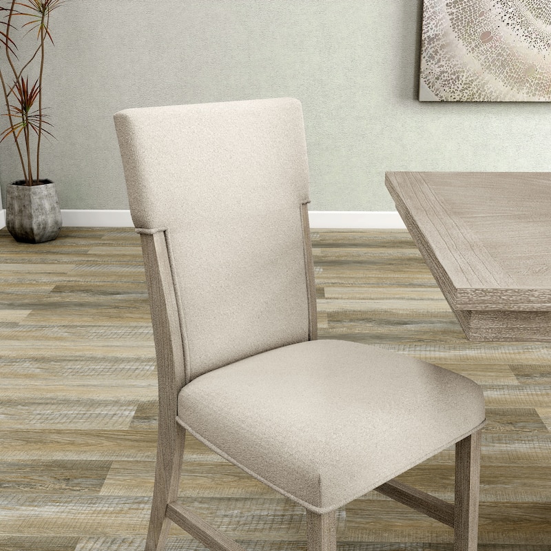 Furniture of America Yetaria Modern Farmhouse Natural Wood Upholstered Side Chair (Set of 2)