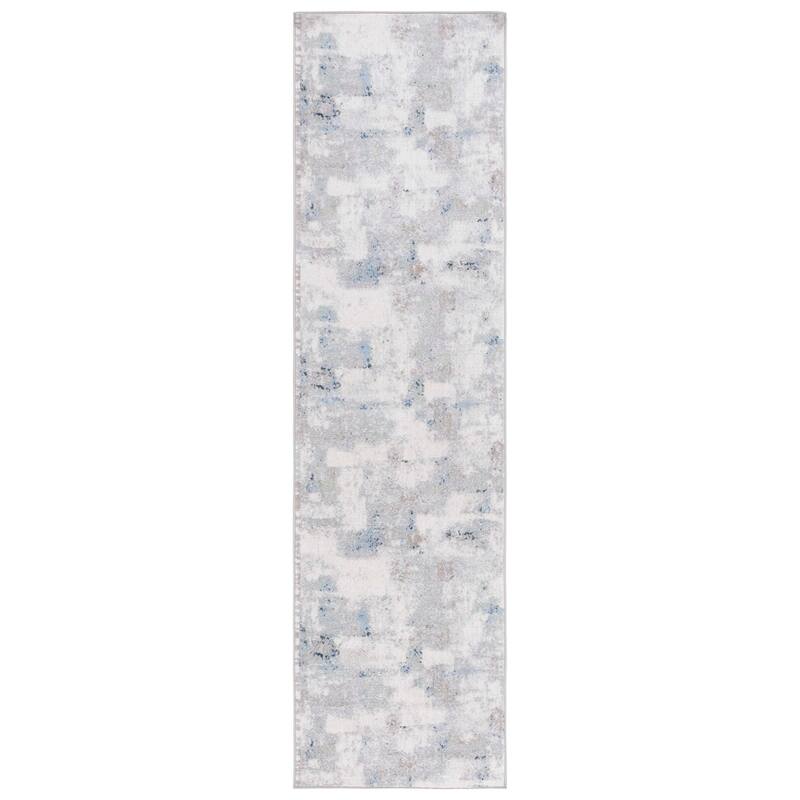 SAFAVIEH Bayside Machine Washable Zeliha Modern Abstract Rug - 2'2" x 8' Runner - Blue/Grey