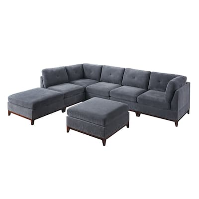 Living Room Furniture L-Sectional Couch 7pc Set