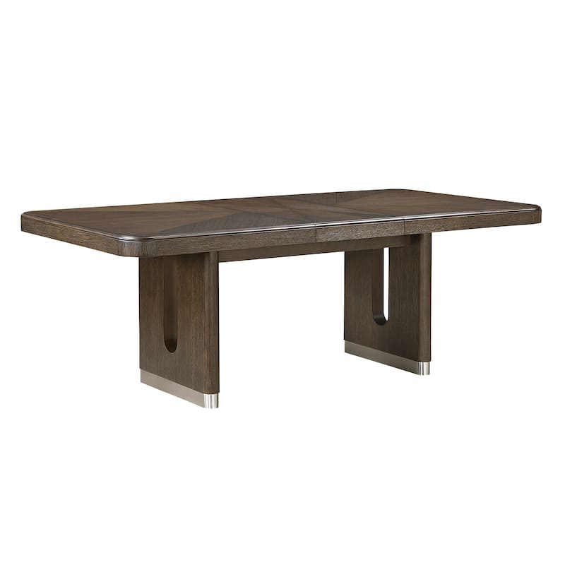 Contemporary Aesthetic Dining Set Extendable Table with Chairs Upholstered Beige Brown Furniture