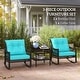 preview thumbnail 5 of 16, Outsunny Wicker Outdoor Rocking Chair Set, 3 Piece Patio Furniture Set with Padded Cushions and Storage Coffee Table