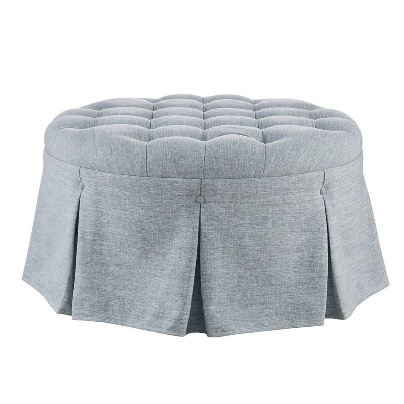 Martha Stewart Bedford Terri Skirted Tufted 32" Round Ottoman