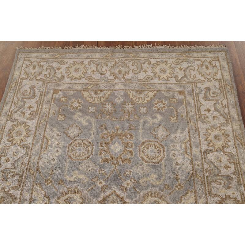 Gray Oushak Oriental Area Rug Handmade Wool Carpet - 3'11"x 6'1"