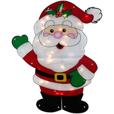 30.5" Lighted 2 Dimensional Santa Claus Christmas Outdoor Decoration