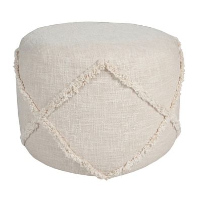 18-Inch Cotton Cylinder Pouf Ottoman for Floor Seating and Footrest