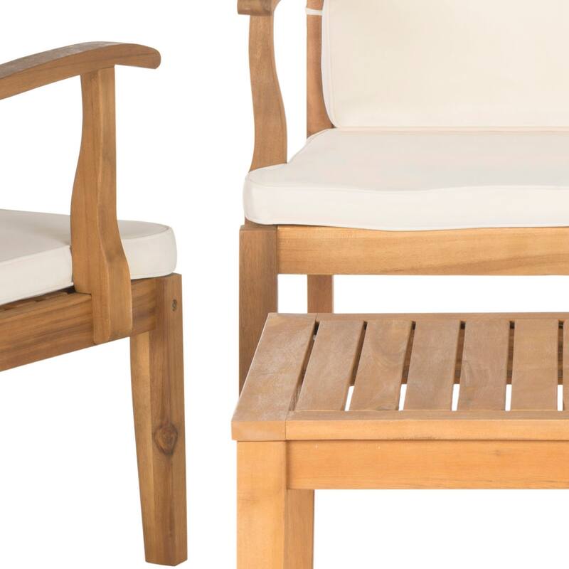 SAFAVIEH Outdoor Arely Acacia Wood 4-Piece Patio Set - 48W x 32D x 25H