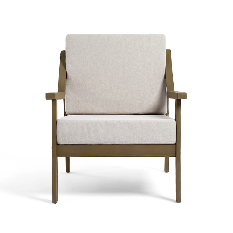 Set of 2 Outdoor Teak Wood Patio Chair with Cushion