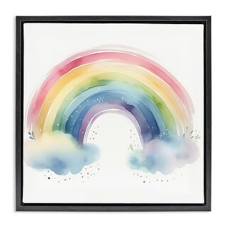 Stupell Soft Rainbow with Clouds Framed Floater Canvas Wall Art Design ...