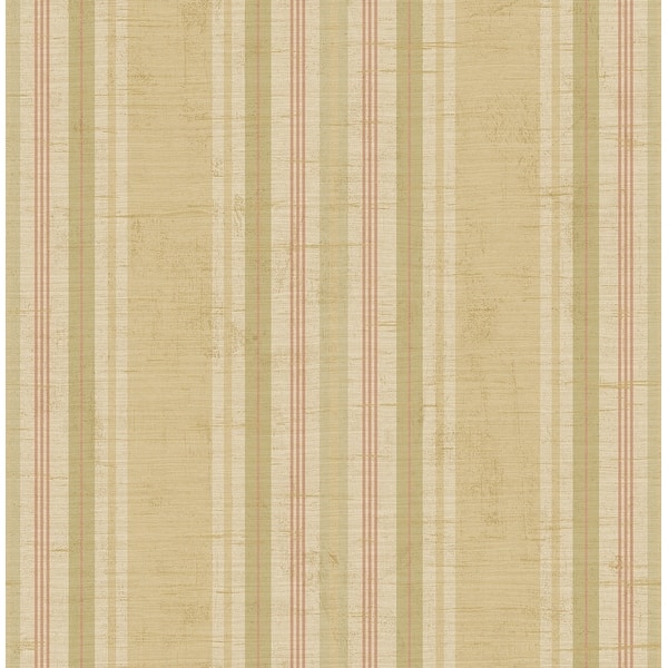 slide 2 of 6, Seabrook Designs Noelle Linen Stripe Unpasted Wallpaper 20.5 in. W x 33 ft. L - Metallic Khaki & Fern