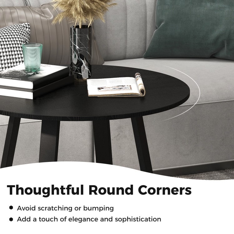 Modern 36” Round Kitchen Table with Black Wood Finish and Pedestal Support Perfect Seats 4 People - 36" x 36” x 30" (L x W x H)