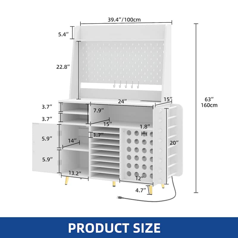 Moasis Craft Table with Storage Cabinet, USB Ports and AC Outlets, Crafting Organizer Compatible with Cricut Machine