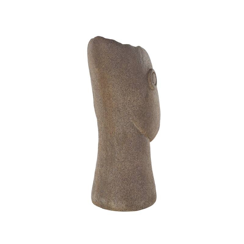Magnesium Oxide Woman Textured Easter Island Head Indoor Outdoor Planter - Brown - Roche River Decor