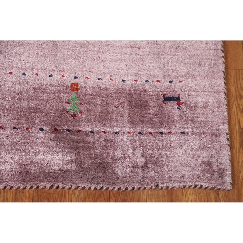 Little Animals Gabbeh Indian Rug Hand-Knotted Wool Carpet - 3'11" x 5'9"