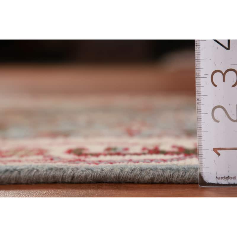 Hand Knotted Oriental 100% Wool Carpet Traditional Geometric Navy Blue & Blues Heriz (serapi) Runner Rug - 8' 2'' X 2' 6''