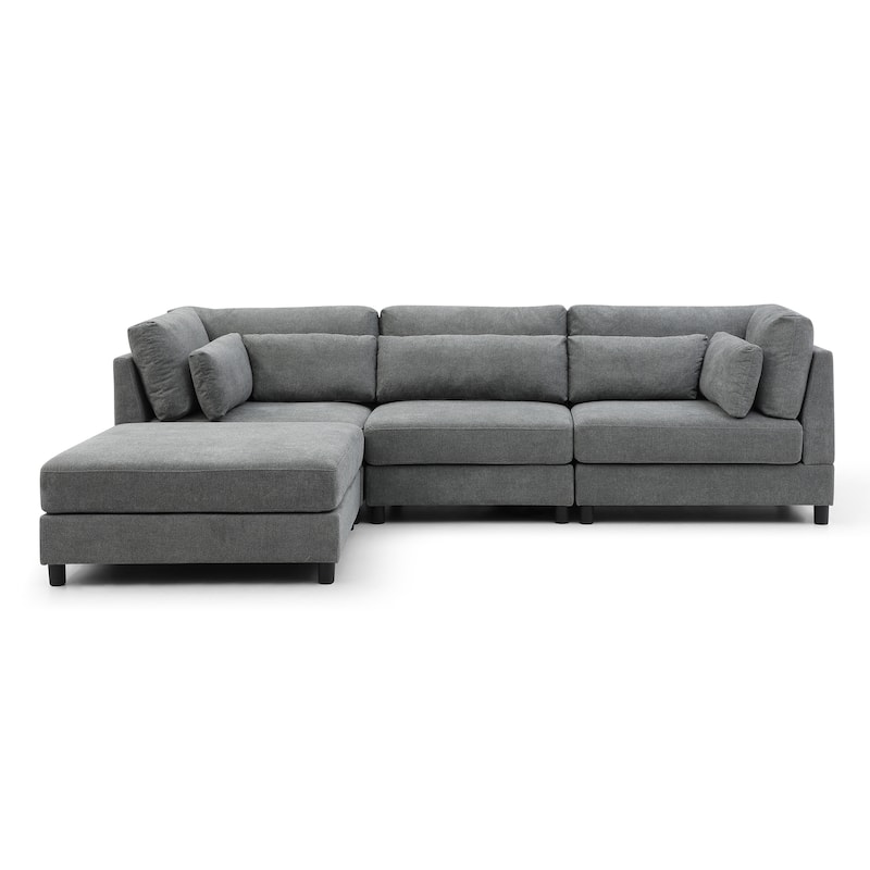 L-Shaped Convertible Sectional Sofa Couch with Movable Storage Ottoman Chaise, Free Combination Sofa - L Shape