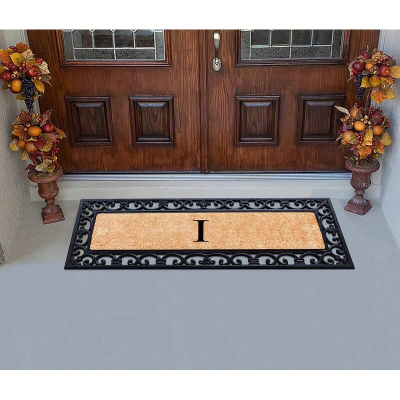 A1HC Exclusive Hand Crafted Myla Monogrammed Entry Doormat, 18" x 48"