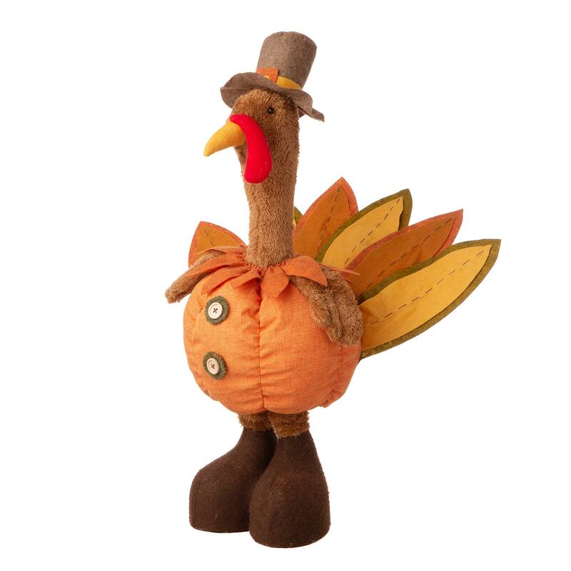 Glitzhome 37"H Thanksgiving LED Turkey Standing Decor with Telescoping Legs - Single
