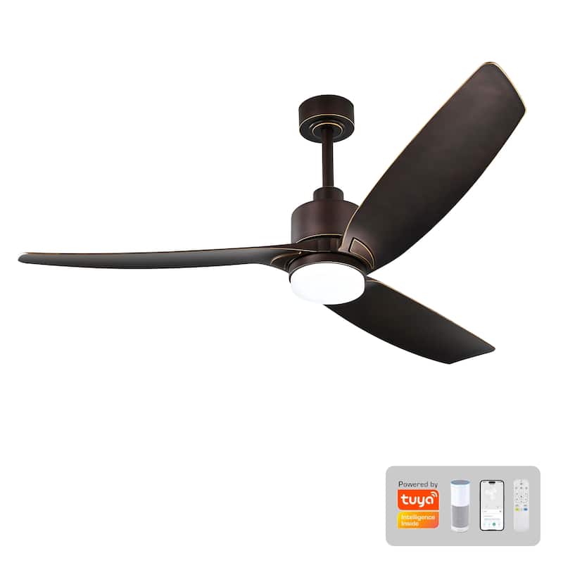 Genson SMART Oil Rubbed Bronze 3-Blade LED Lighted Ceiling Fan with Remote