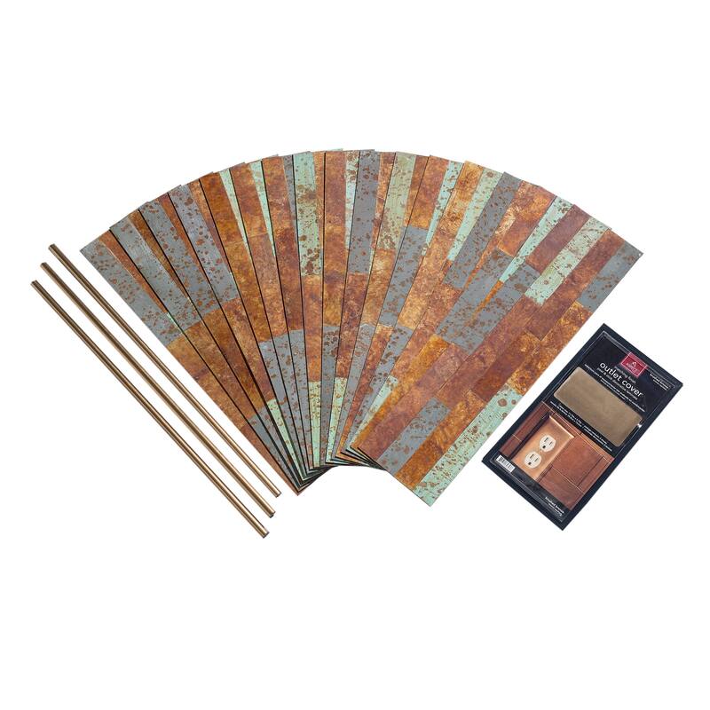 Aspect Peel & Stick Tarnished Tin Distressed Metal 15 sq ft Kit - 6 x 24