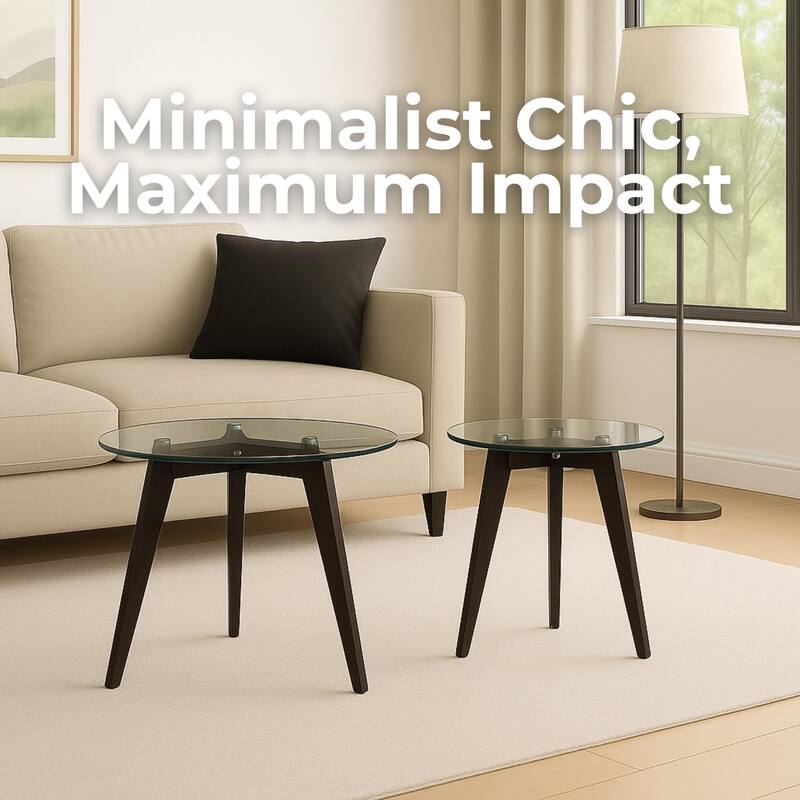 Aria Home Mid Century Modern Glass Nesting Tables Set of Two