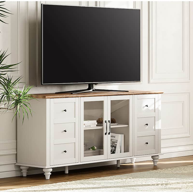 Farmhouse Sideboard with Glass Door, Buffet & cabinet for Kitchen