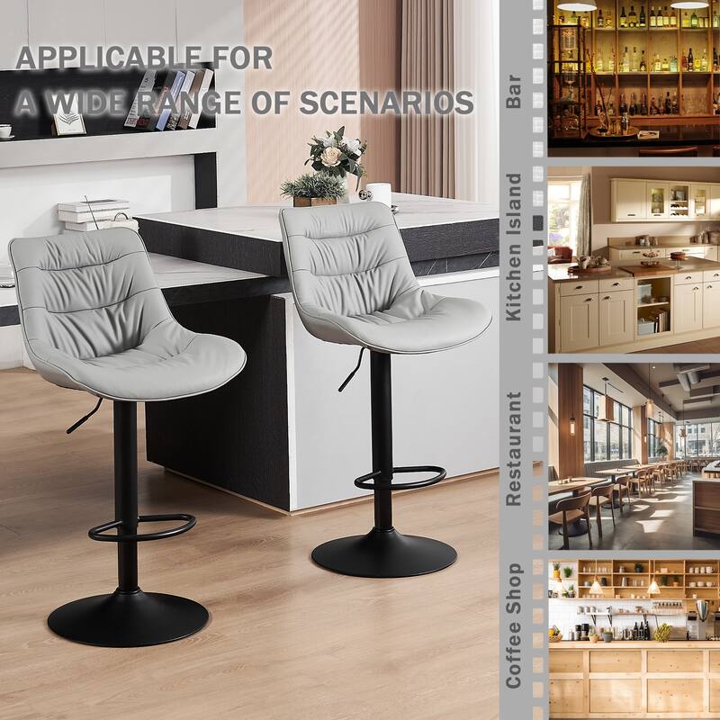Modern Bar Stools Set of 2, Upholstered Counter Stools with Backrest