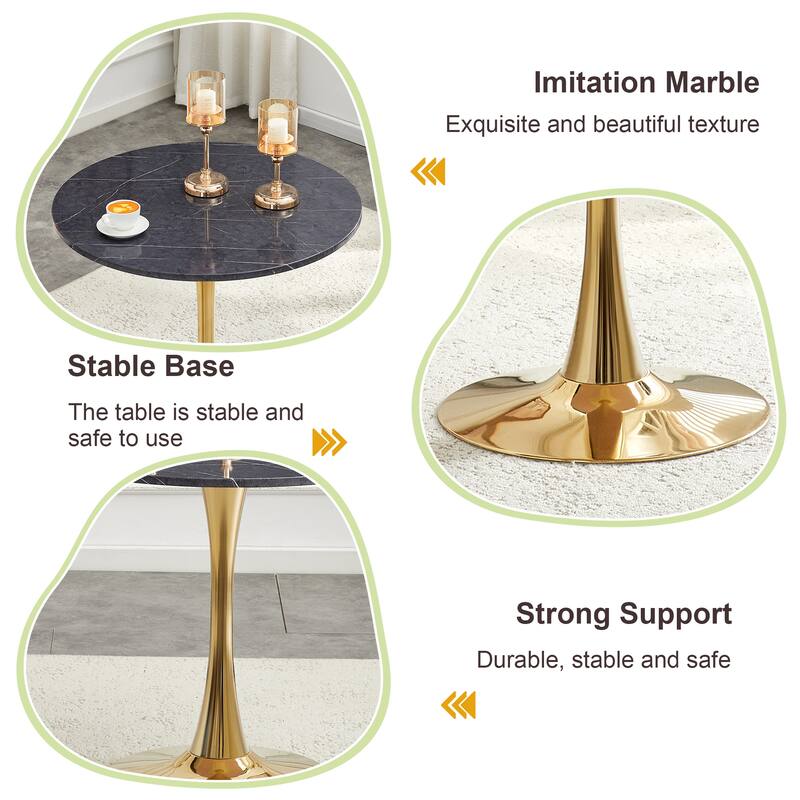 Round Thickened Table Top Coffee Table, Metal Pedestal Side Table Modern Bistro Table