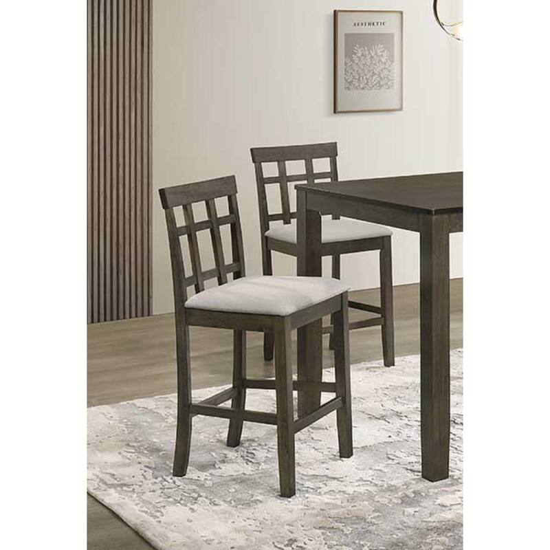 2-Piece Counter Height Chair Set - Gray Upholstered Seat with Slatted Back