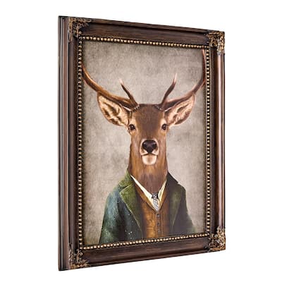 American Art Decor Deer John Ornate Framed Bar Wall Decor - 16.87" H x 13.75" L x 1" D