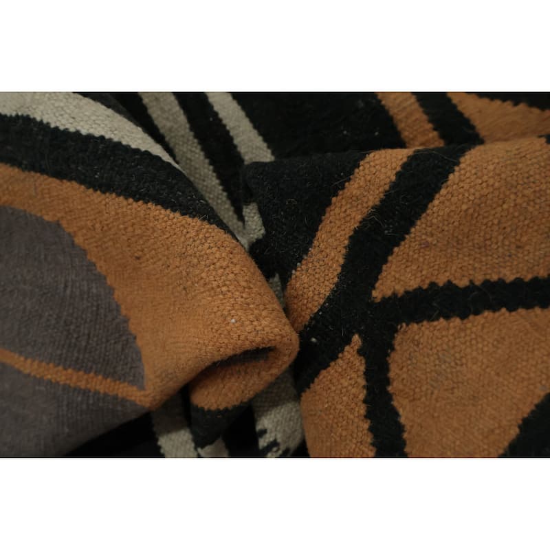 Hand Woven Oriental 100% Wool Carpet Southwestern Tribal Oranges & Rust Kilim Area Rug - 14' 0'' X 9' 1''