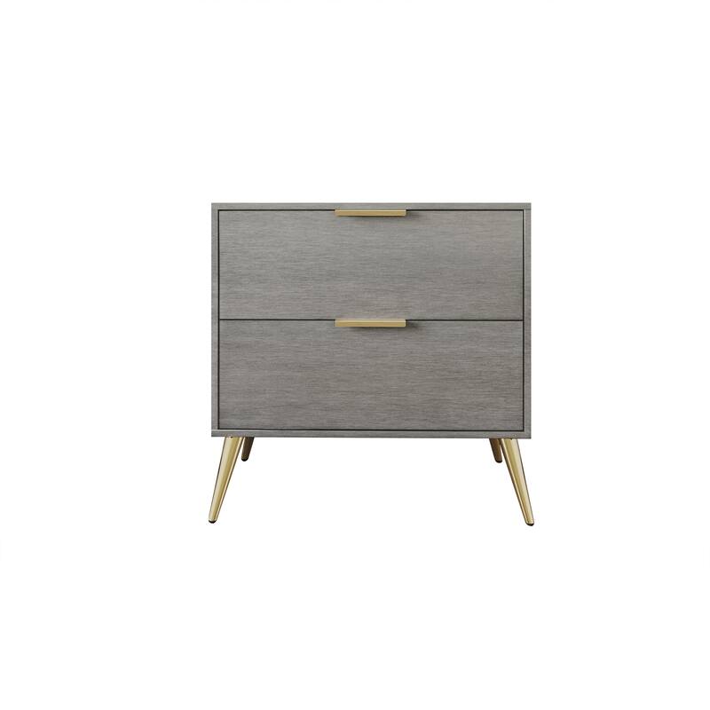 CraftPorch Contemporary 2-Drawers Wooden Nightstand - Silver